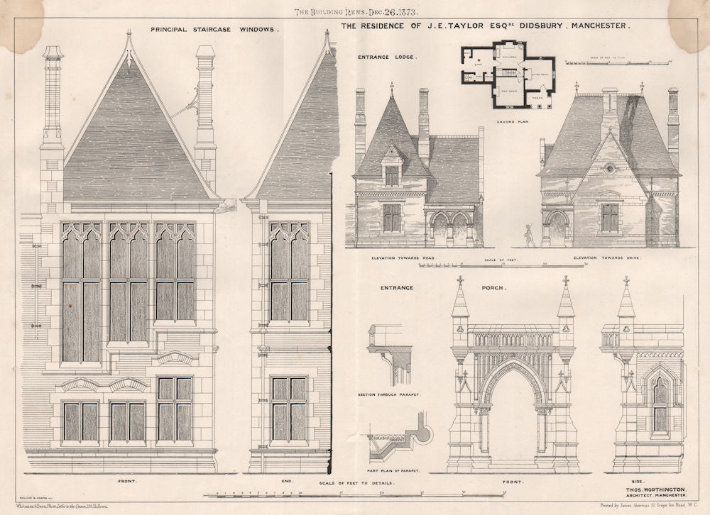 The residence of J.E. Taylor, Didsbury, Manchester; Thos. Worthington Archt 1873